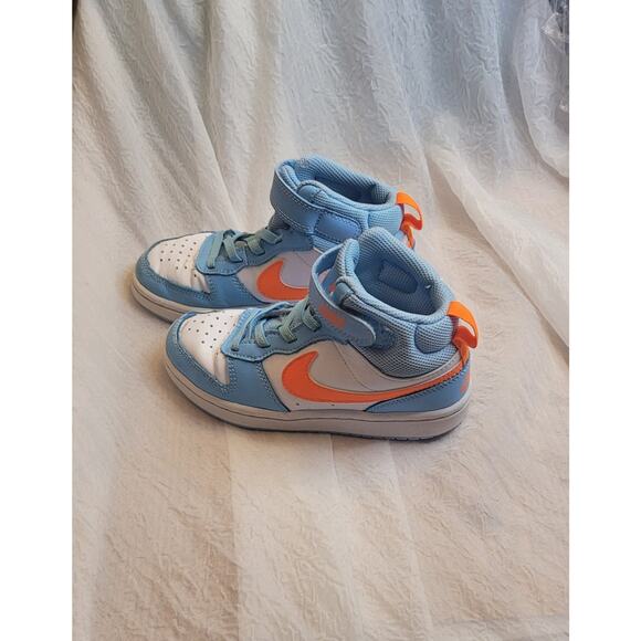 Nike Kids Court Borough 2 Mid Top Sneaker Blue Orange Size 12 C Shoes READ DESCR - Picture 1 of 16